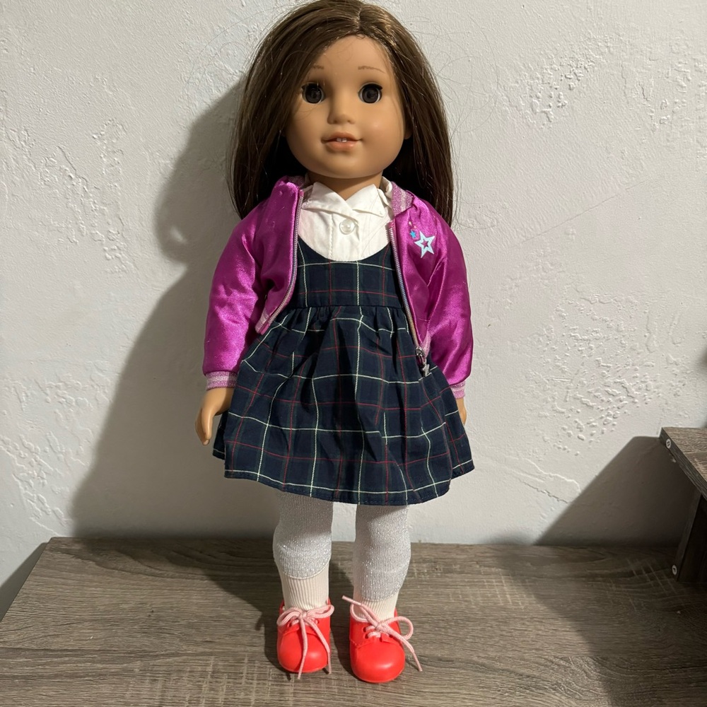 Stylish Doll with Pink Jacket and Red Shoes